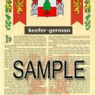 KEEFER - GERMAN - Armorial Name History - Coat of Arms - Family Crest GIFT! 8.5x11