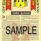 KELLER - GERMAN - Armorial Name History - Coat of Arms - Family Crest GIFT! 8.5x11