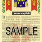 KELM - ENGLISH - Armorial Name History - Coat of Arms - Family Crest GIFT! 8.5x11