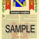 KEMPER - ENGLISH - Armorial Name History - Coat of Arms - Family Crest GIFT! 8.5x11