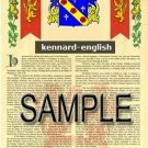 KENNARD - ENGLISH - Armorial Name History - Coat of Arms - Family Crest GIFT! 8.5x11