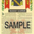 KENNER - SCOTTISH - Armorial Name History - Coat of Arms - Family Crest GIFT! 8.5x11