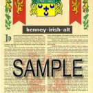 KENNEY - IRISHALT - Armorial Name History - Coat of Arms - Family Crest GIFT! 8.5x11