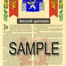 KESSEL - GERMAN - Armorial Name History - Coat of Arms - Family Crest GIFT! 8.5x11
