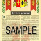 KESTER - GERMAN - Armorial Name History - Coat of Arms - Family Crest GIFT! 8.5x11