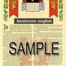 KESTERSON - ENGLISH - Armorial Name History - Coat of Arms - Family Crest GIFT! 8.5x11