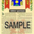 KIBLER - GERMAN - Armorial Name History - Coat of Arms - Family Crest GIFT! 8.5x11