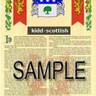 KIDD - SCOTTISH - Armorial Name History - Coat of Arms - Family Crest GIFT! 8.5x11 KIDD - SCOTTISH - Armorial Name History - Coat of Arms - Family Crest GIFT! 8.5x11