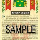 KIDDER - ENGLISH - Armorial Name History - Coat of Arms - Family Crest GIFT! 8.5x11