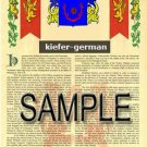 KIEFER - GERMAN - Armorial Name History - Coat of Arms - Family Crest GIFT! 8.5x11