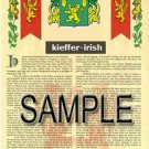 KIEFFER - IRISH - Armorial Name History - Coat of Arms - Family Crest GIFT! 8.5x11