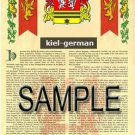 KIEL - GERMAN - Armorial Name History - Coat of Arms - Family Crest GIFT! 8.5x11