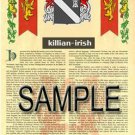 KILLIAN - IRISH - Armorial Name History - Coat of Arms - Family Crest GIFT! 8.5x11