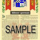 KILMER - GERMAN - Armorial Name History - Coat of Arms - Family Crest GIFT! 8.5x11