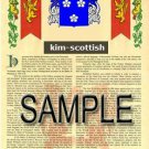 KIM - SCOTTISH - Armorial Name History - Coat of Arms - Family Crest GIFT! 8.5x11