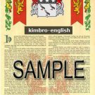 KIMBRO - ENGLISH - Armorial Name History - Coat of Arms - Family Crest GIFT! 8.5x11