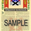 KIRKPATRICK - BORDERLANDS - Armorial Name History - Coat of Arms - Family Crest GIFT! 8.5x11