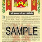 KIRKWOOD - SCOTTISH - Armorial Name History - Coat of Arms - Family Crest GIFT! 8.5x11