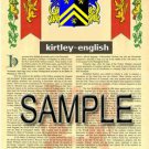 KIRTLEY - ENGLISH - Armorial Name History - Coat of Arms - Family Crest GIFT! 8.5x11
