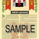 KITTLE - GERMAN - Armorial Name History - Coat of Arms - Family Crest GIFT! 8.5x11