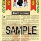 KLATT - GERMAN - Armorial Name History - Coat of Arms - Family Crest GIFT! 8.5x11