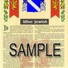 KLINE - JEWISH - Armorial Name History - Coat of Arms - Family Crest GIFT! 8.5x11