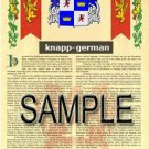 KNAPP - GERMAN - Armorial Name History - Coat of Arms - Family Crest GIFT! 8.5x11