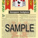 KNEPPER - BELGIUM - Armorial Name History - Coat of Arms - Family Crest GIFT! 8.5x11