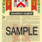KNOWLTON - ENGLISH - Armorial Name History - Coat of Arms - Family Crest GIFT! 8.5x11
