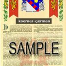 KOERNER - GERMAN - Armorial Name History - Coat of Arms - Family Crest GIFT! 8.5x11