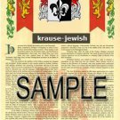 KRAUSE - JEWISH - Armorial Name History - Coat of Arms - Family Crest GIFT! 8.5x11