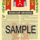 KRAWCZYK - UKRAINIAN - Armorial Name History - Coat of Arms - Family Crest GIFT! 8.5x11