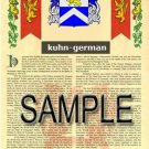 KUHN - GERMAN - Armorial Name History - Coat of Arms - Family Crest GIFT! 8.5x11