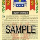 KUHN - JEWISH - Armorial Name History - Coat of Arms - Family Crest GIFT! 8.5x11