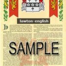 LAWTON - ENGLISH - Armorial Name History - Coat of Arms - Family Crest GIFT! 8.5x11