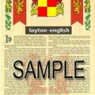 LAYTON - ENGLISH - Armorial Name History - Coat of Arms - Family Crest GIFT! 8.5x11