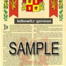LEIBOWITZ - GERMAN - Armorial Name History - Coat of Arms - Family Crest GIFT! 8.5x11