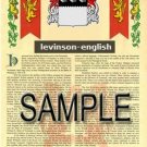 LEVINSON - ENGLISH - Armorial Name History - Coat of Arms - Family Crest GIFT! 8.5x11