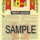 LILLARD - SPANISH - Armorial Name History - Coat of Arms - Family Crest GIFT! 8.5x11