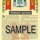LINDQUIST - GERMAN - Armorial Name History - Coat of Arms - Family Crest GIFT! 8.5x11