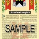 LITTLEFIELD - ENGLISH - Armorial Name History - Coat of Arms - Family Crest GIFT! 8.5x11