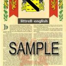 LITTRELL - ENGLISH - Armorial Name History - Coat of Arms - Family Crest GIFT! 8.5x11