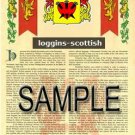 LOGGINS - SCOTTISH - Armorial Name History - Coat of Arms - Family Crest GIFT! 8.5x11