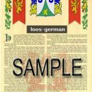 LOOS - GERMAN - Armorial Name History - Coat of Arms - Family Crest GIFT! 8.5x11