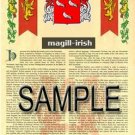 MAGILL - IRISH - Armorial Name History - Coat of Arms - Family Crest GIFT! 8.5x11