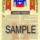 MARTIN - ITALIAN - Armorial Name History - Coat of Arms - Family Crest GIFT! 8.5x11