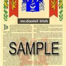MCDANIEL - IRISH - Armorial Name History - Coat of Arms - Family Crest GIFT! 8.5x11