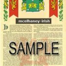 MCELHANEY - IRISH - Armorial Name History - Coat of Arms - Family Crest GIFT! 8.5x11