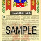 MCGLOTHLIN - IRISH - Armorial Name History - Coat of Arms - Family Crest GIFT! 8.5x11