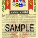 MCLAIN - SCOTTISH - Armorial Name History - Coat of Arms - Family Crest GIFT! 8.5x11